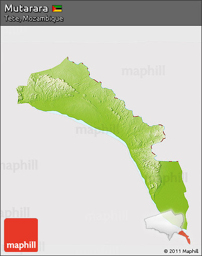Physical 3D Map of Mutarara, cropped outside