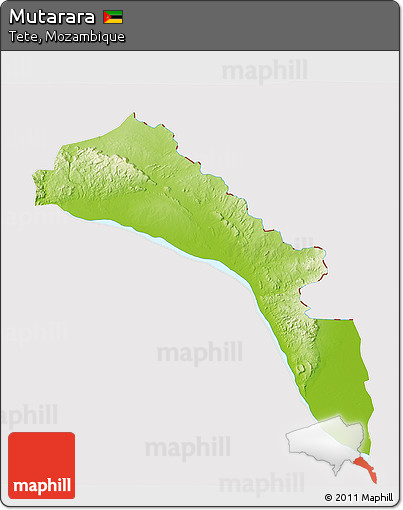 Physical 3D Map of Mutarara, cropped outside