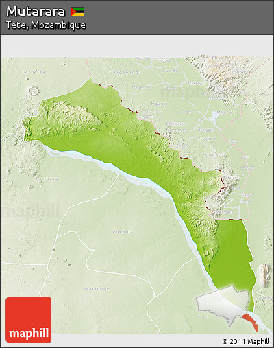 Physical 3D Map of Mutarara, lighten