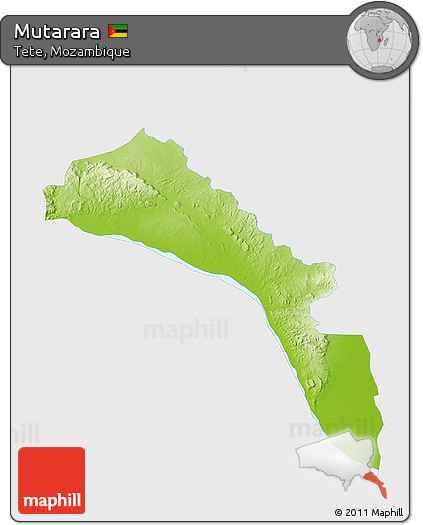 Physical 3D Map of Mutarara, single color outside