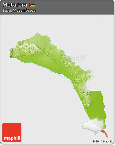 Physical 3D Map of Mutarara, single color outside