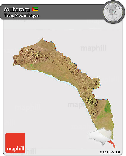 Satellite 3D Map of Mutarara, cropped outside