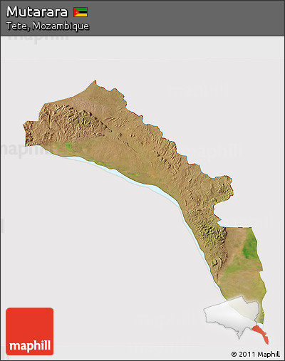 Satellite 3D Map of Mutarara, cropped outside