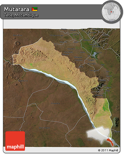 Satellite 3D Map of Mutarara, darken