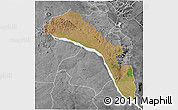 Satellite 3D Map of Mutarara, desaturated
