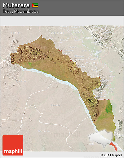 Satellite 3D Map of Mutarara, lighten