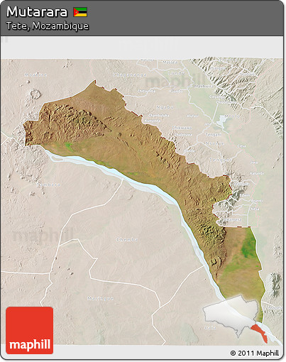Satellite 3D Map of Mutarara, lighten