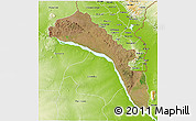 Satellite 3D Map of Mutarara, physical outside