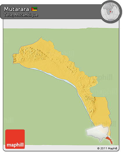 Savanna Style 3D Map of Mutarara, single color outside