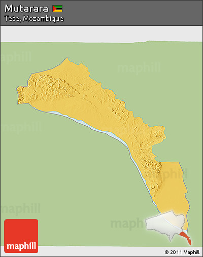 Savanna Style 3D Map of Mutarara, single color outside