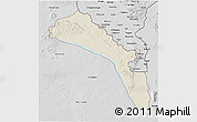 Shaded Relief 3D Map of Mutarara, desaturated