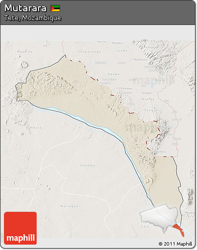Shaded Relief 3D Map of Mutarara, lighten