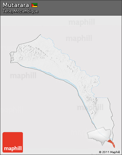Silver Style 3D Map of Mutarara, single color outside