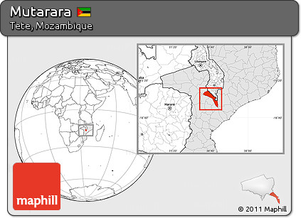 Blank Location Map of Mutarara, highlighted country