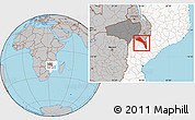 Gray Location Map of Mutarara, highlighted country, highlighted parent region