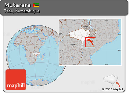 Gray Location Map of Mutarara, highlighted parent region