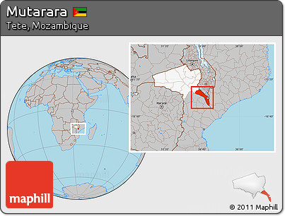 Gray Location Map of Mutarara, highlighted parent region