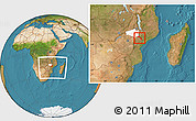 Satellite Location Map of Mutarara, highlighted parent region, within the entire country
