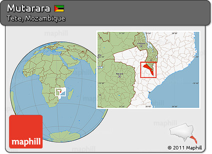 Savanna Style Location Map of Mutarara, highlighted country