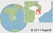 Savanna Style Location Map of Mutarara, highlighted country
