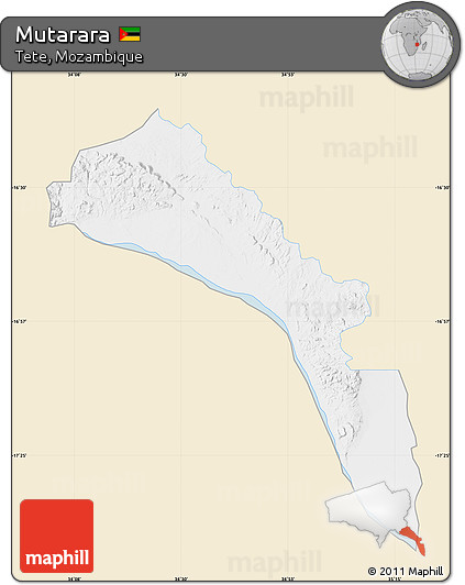 Classic Style Map of Mutarara, single color outside