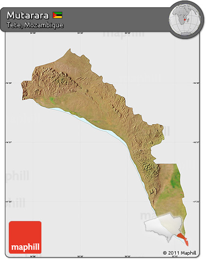 Satellite Map of Mutarara, single color outside