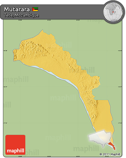 Savanna Style Map of Mutarara, single color outside