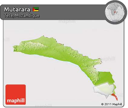 Physical Panoramic Map of Mutarara, cropped outside