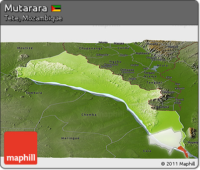 Physical Panoramic Map of Mutarara, darken