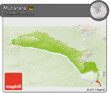 Physical Panoramic Map of Mutarara, lighten