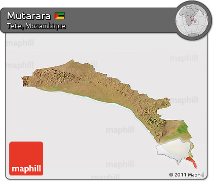 Satellite Panoramic Map of Mutarara, cropped outside