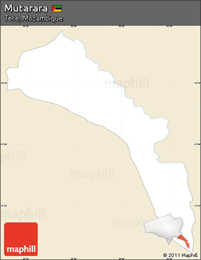 Classic Style Simple Map of Mutarara, single color outside