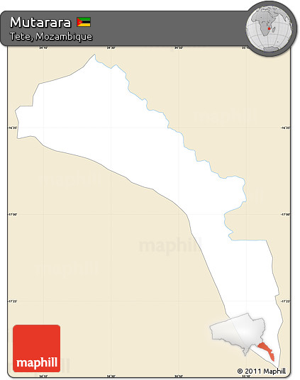 Classic Style Simple Map of Mutarara, single color outside