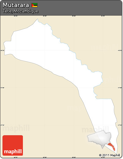 Classic Style Simple Map of Mutarara, single color outside