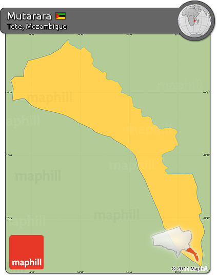Savanna Style Simple Map of Mutarara, single color outside