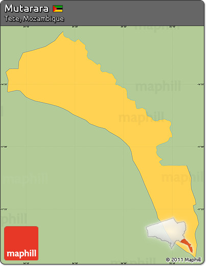 Savanna Style Simple Map of Mutarara, single color outside