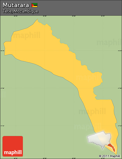 Savanna Style Simple Map of Mutarara, single color outside