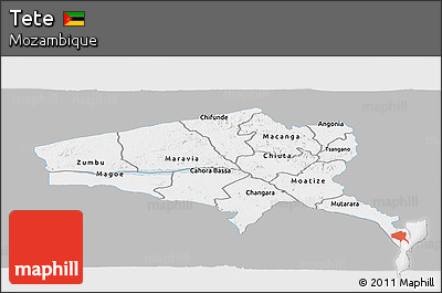 Gray Panoramic Map of Tete, single color outside