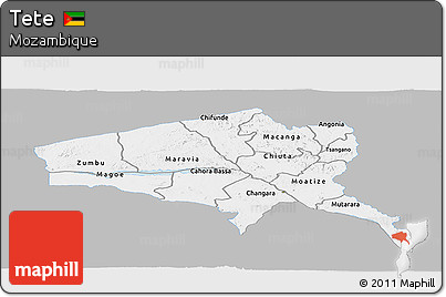 Gray Panoramic Map of Tete, single color outside