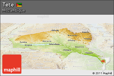 Physical Panoramic Map of Tete, lighten