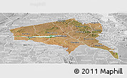 Satellite Panoramic Map of Tete, lighten, desaturated