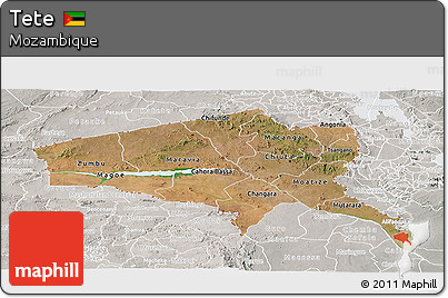 Satellite Panoramic Map of Tete, lighten, semi-desaturated