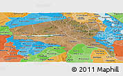 Satellite Panoramic Map of Tete, political shades outside