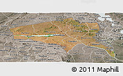 Satellite Panoramic Map of Tete, semi-desaturated