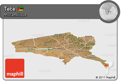 Satellite Panoramic Map of Tete, single color outside