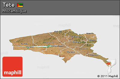Satellite Panoramic Map of Tete, single color outside