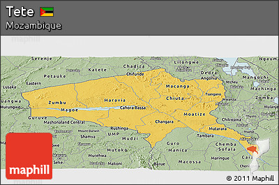 Savanna Style Panoramic Map of Tete
