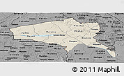 Shaded Relief Panoramic Map of Tete, darken, desaturated