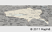 Shaded Relief Panoramic Map of Tete, darken, semi-desaturated