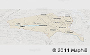 Shaded Relief Panoramic Map of Tete, lighten, semi-desaturated